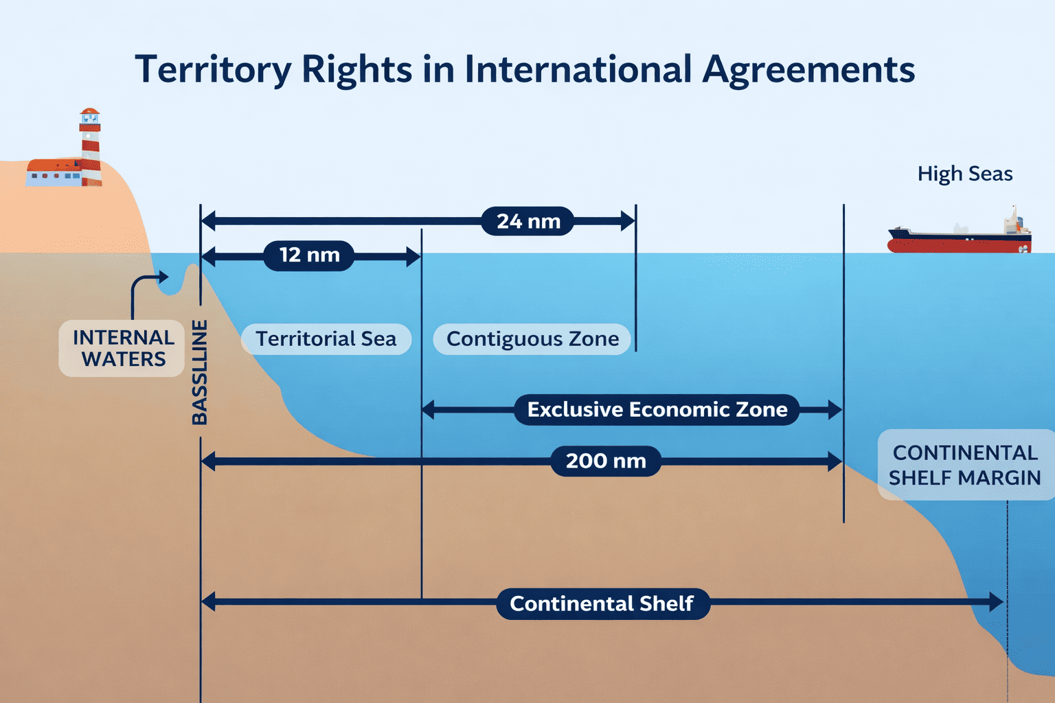 Territorial waters and maritime zones — visual reference for defining geographic territory in international agreements