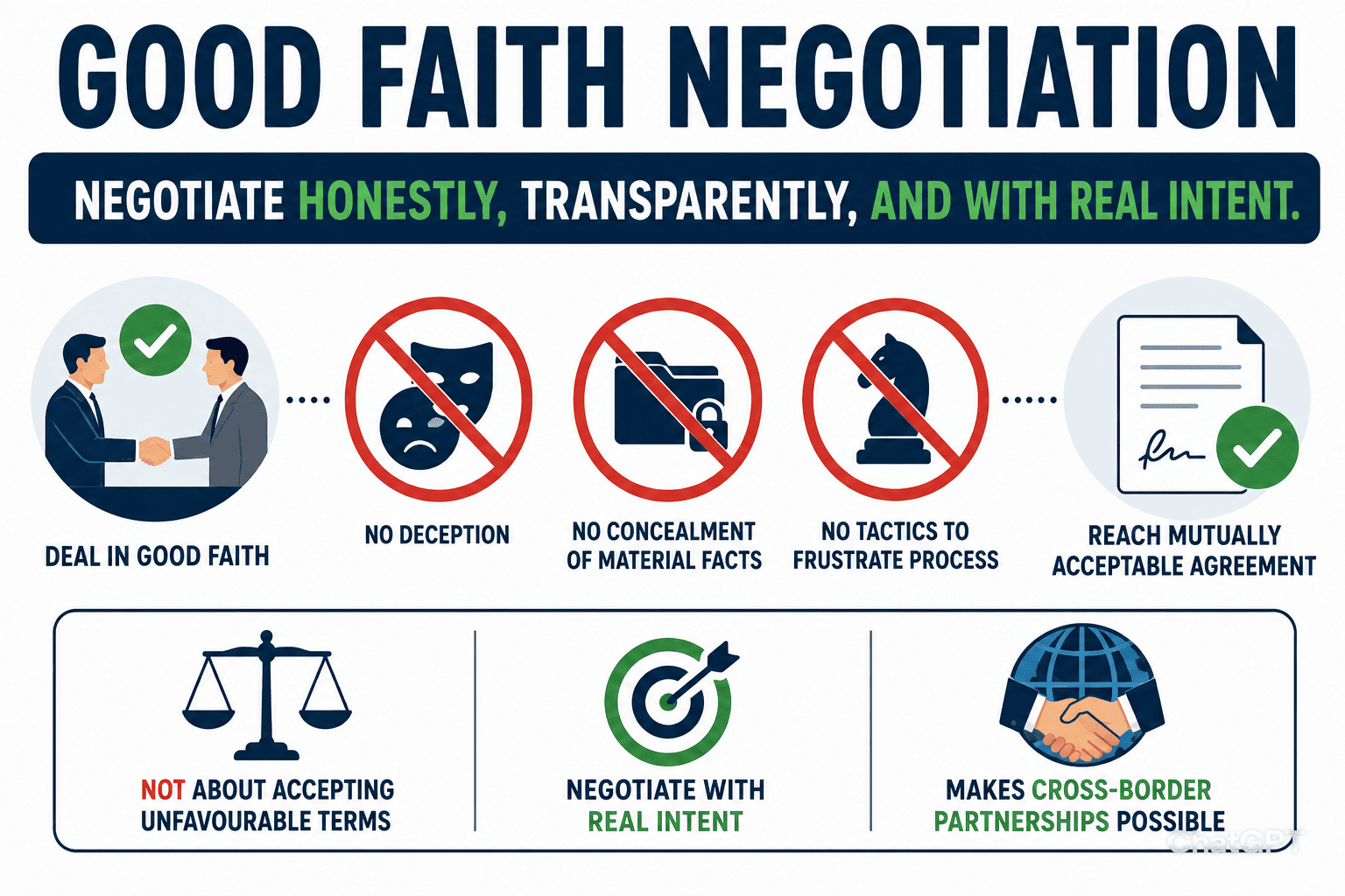 What is good faith negotiation, legal and commercial definition