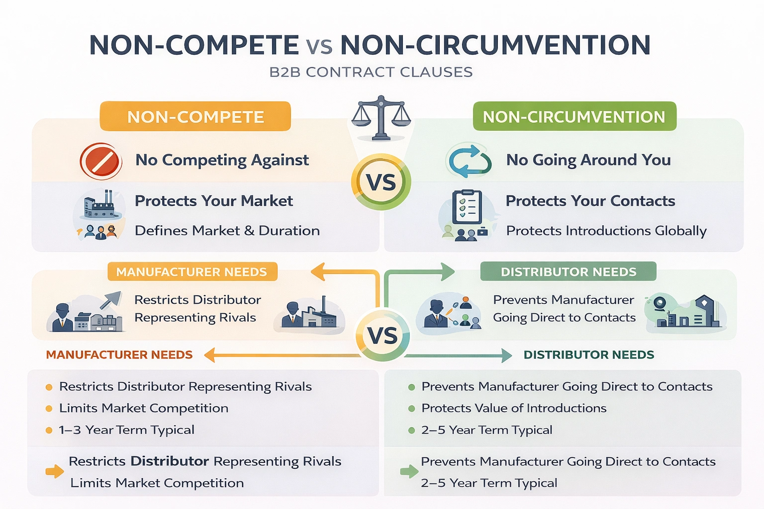 Non-Compete vs Non-Circumvention
