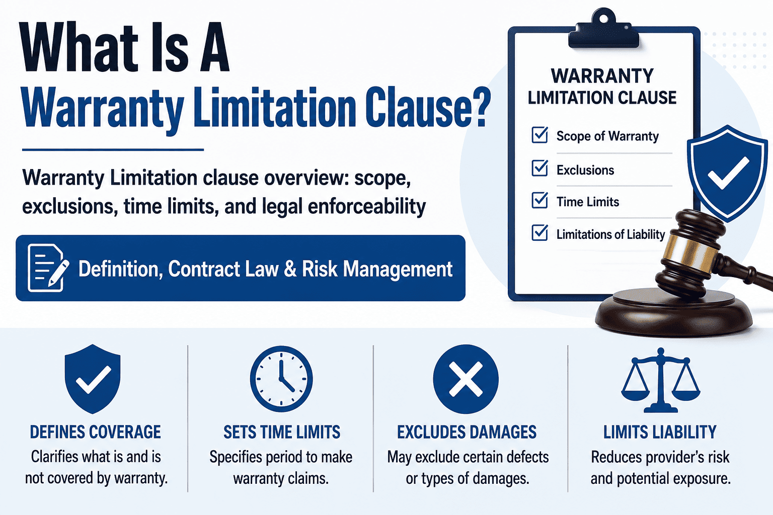 Warranty Limitation clause overview: scope, exclusions, time limits, and legal enforceability