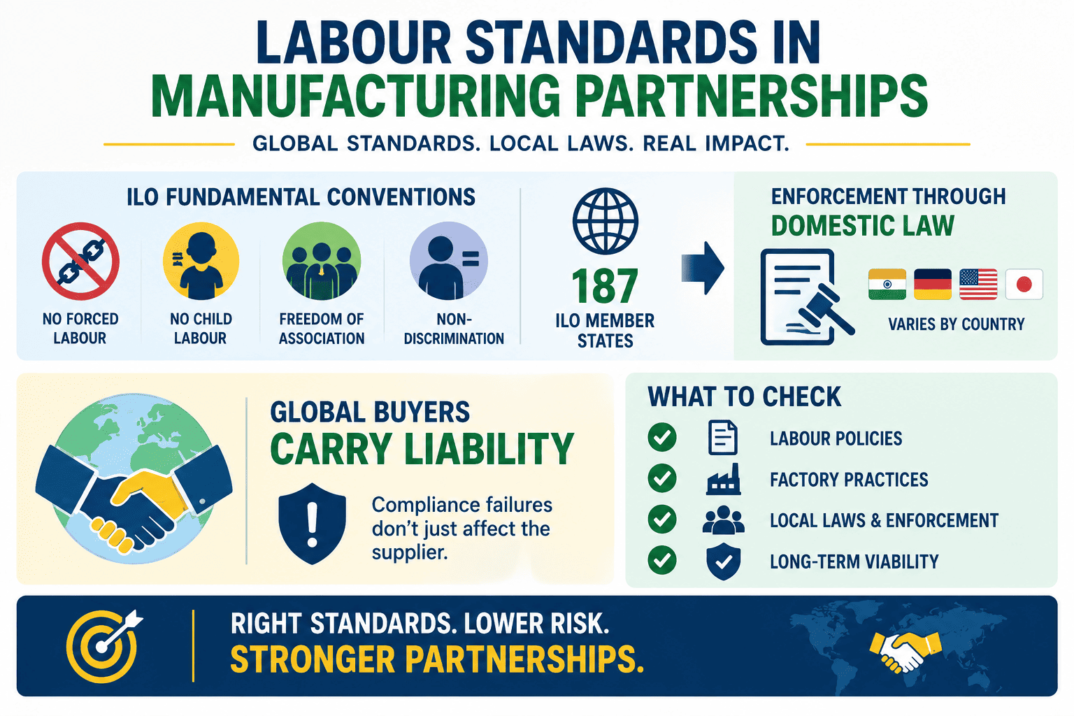 Labor laws in international manufacturing, workforce compliance and factory audits