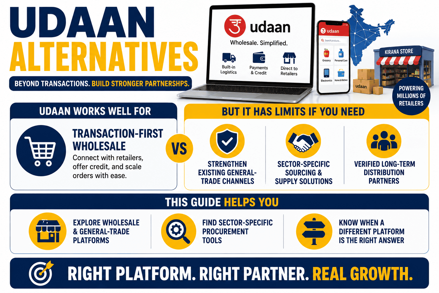 Best alternatives to Udaan, choose the right platform for your business goal