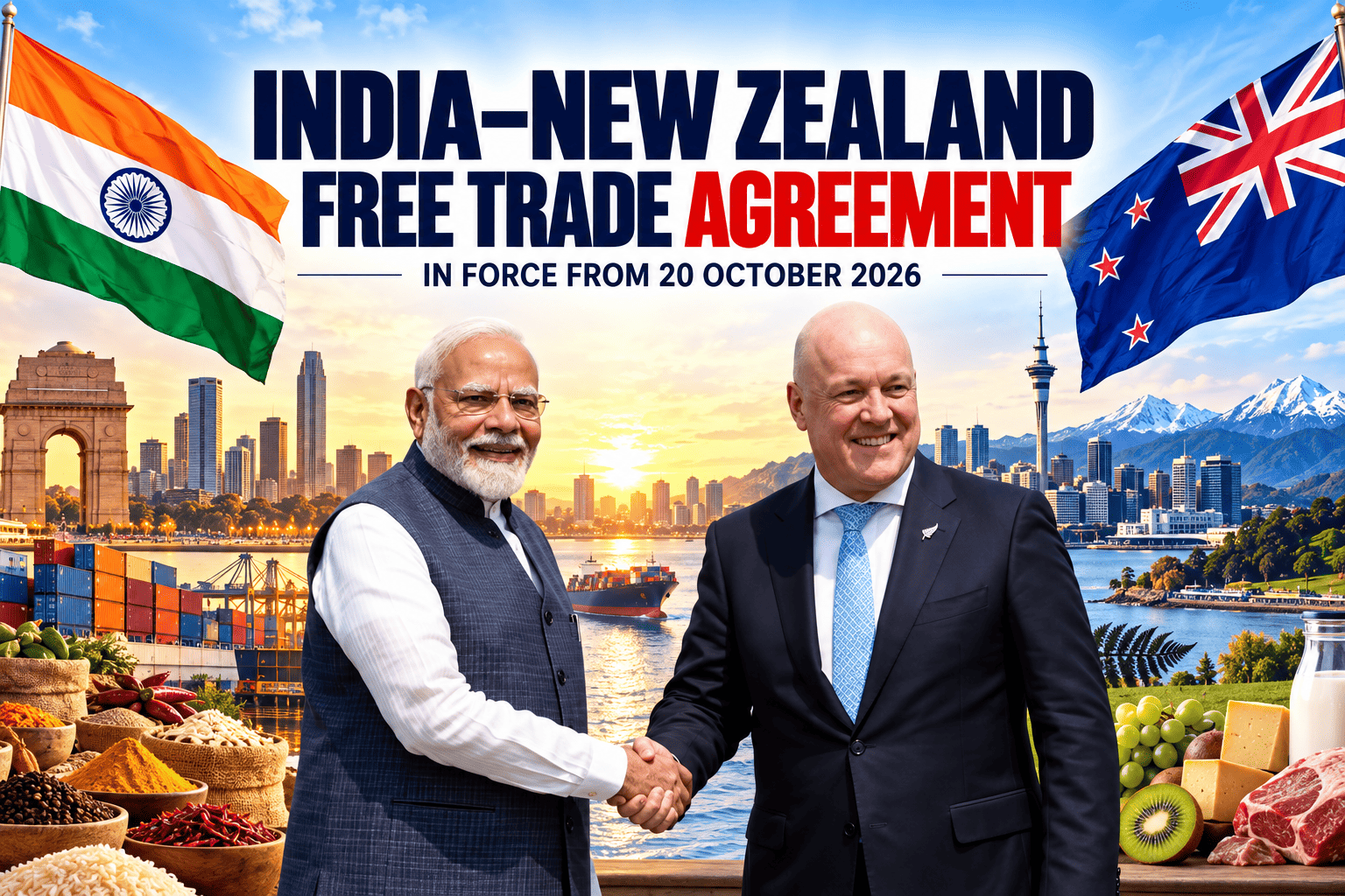 India-New Zealand Free Trade Agreement, tariffs, investment and visa provisions